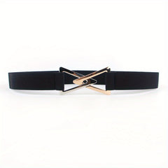 Double Triangle Metal Buckle Belt Women's Elastic Dress Belt
