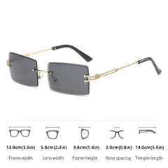 Rectangular Sunglasses Women's Rimless Glasses Y2K Holiday Accessories