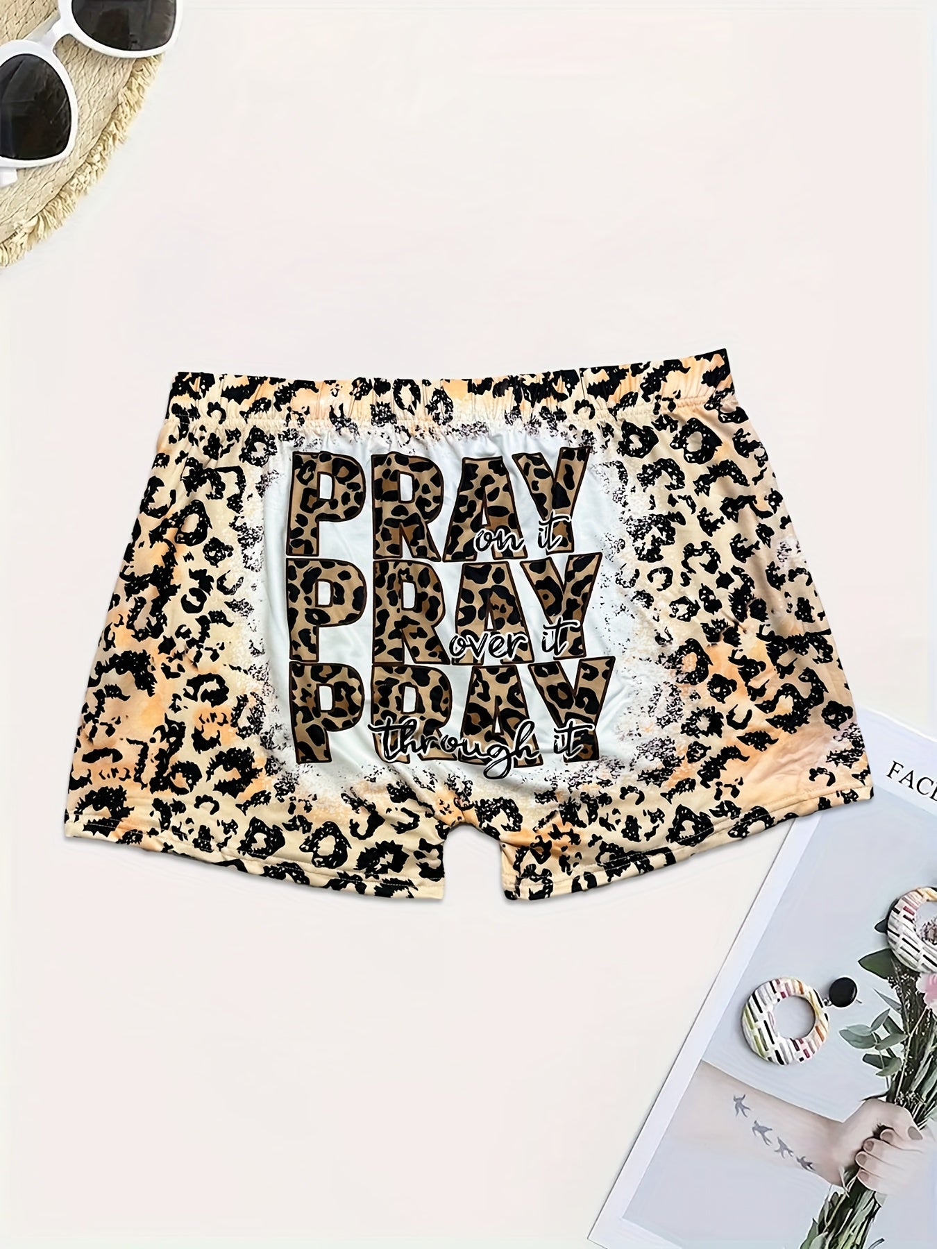  Western Style Leopard Print High Rise Stretch Shorts