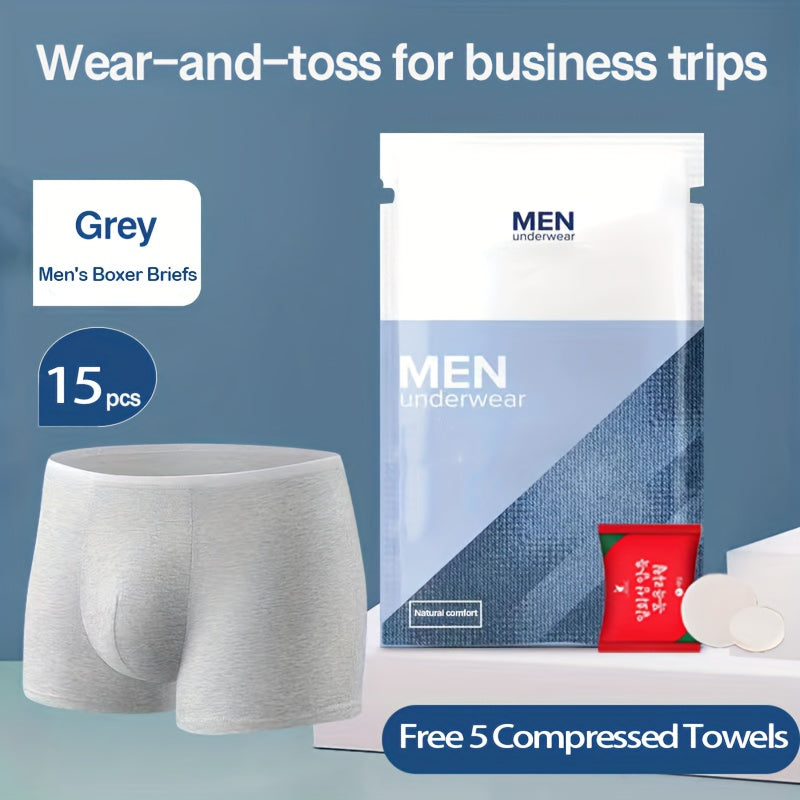 5 Pcs Men's Disposable Travel Underwear Breathable Cotton Comfort