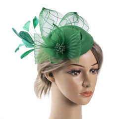 Faux Feather Mesh Veil Head Piece Fascinator for Tea Party Horse Racing