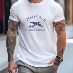 Plane Pattern Leisure Sports T shirt Men's Casual Street Style Stretch Tee Shirt
