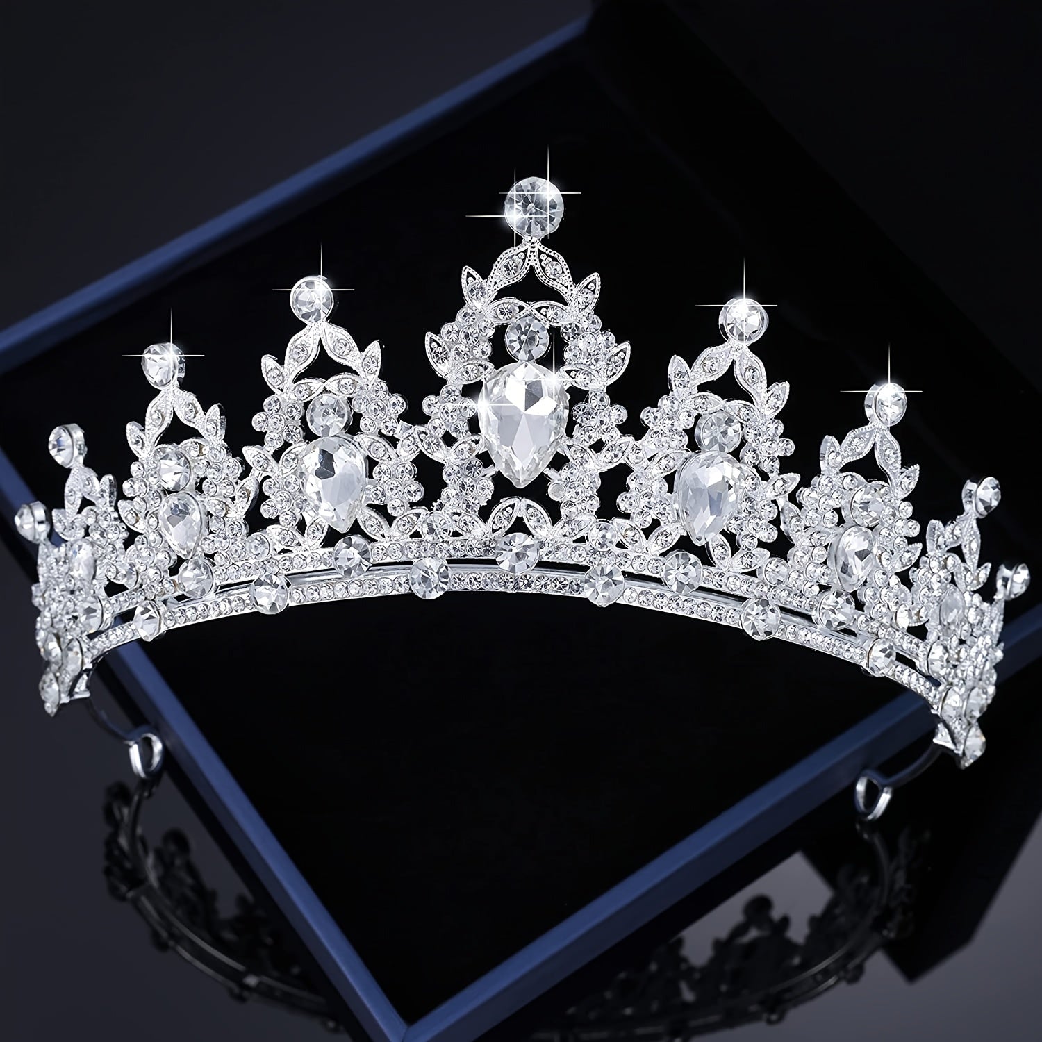 Silvery Rhinestone Crystal Crown Headband Princess Crown
