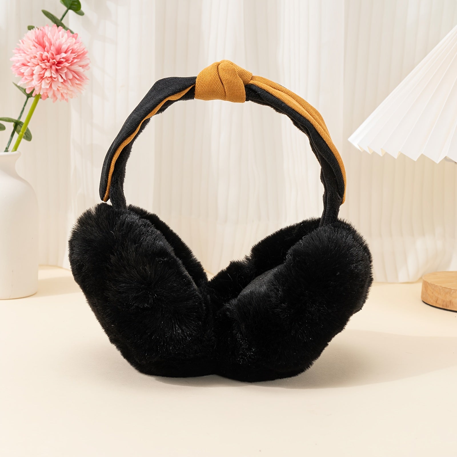 Winter Women Outdoor Earmuff Bowknot Thick Plush Ear Warm Fluffy Ear Bag