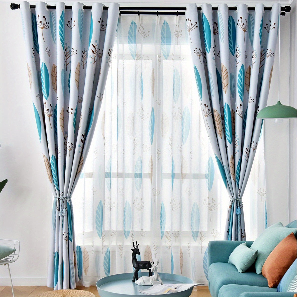Nordic Minimalist Leaf Blackout Curtain for Home Decor