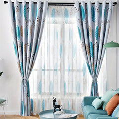 Nordic Minimalist Leaf Blackout Curtain for Home Decor