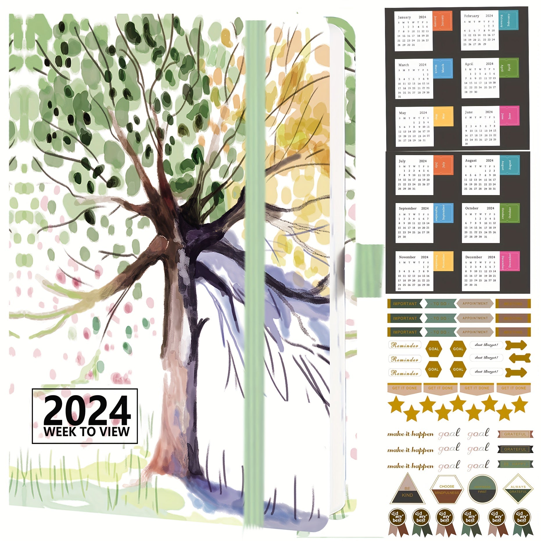 2023 A4 Week To View Diary PU Leather Hard Cover January-December