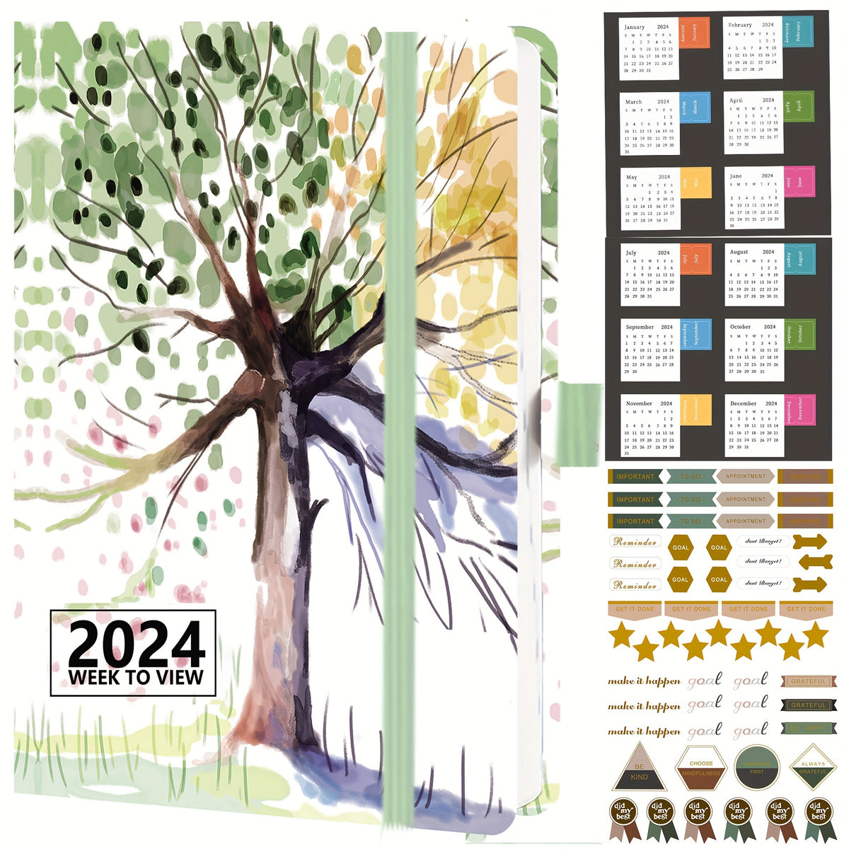 2023 A4 Week To View Diary PU Leather Hard Cover January-December