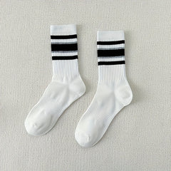 10 Pairs Striped Crew Socks Women's Stockings