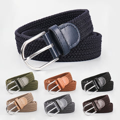 Men's Stretch Woven Braid Belt Canvas Elastic Fabric Woven Stretch Multicolored