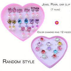 Children's Rings Girls Toys Baby Ear Clip Jewelry Box Princess Trinkets