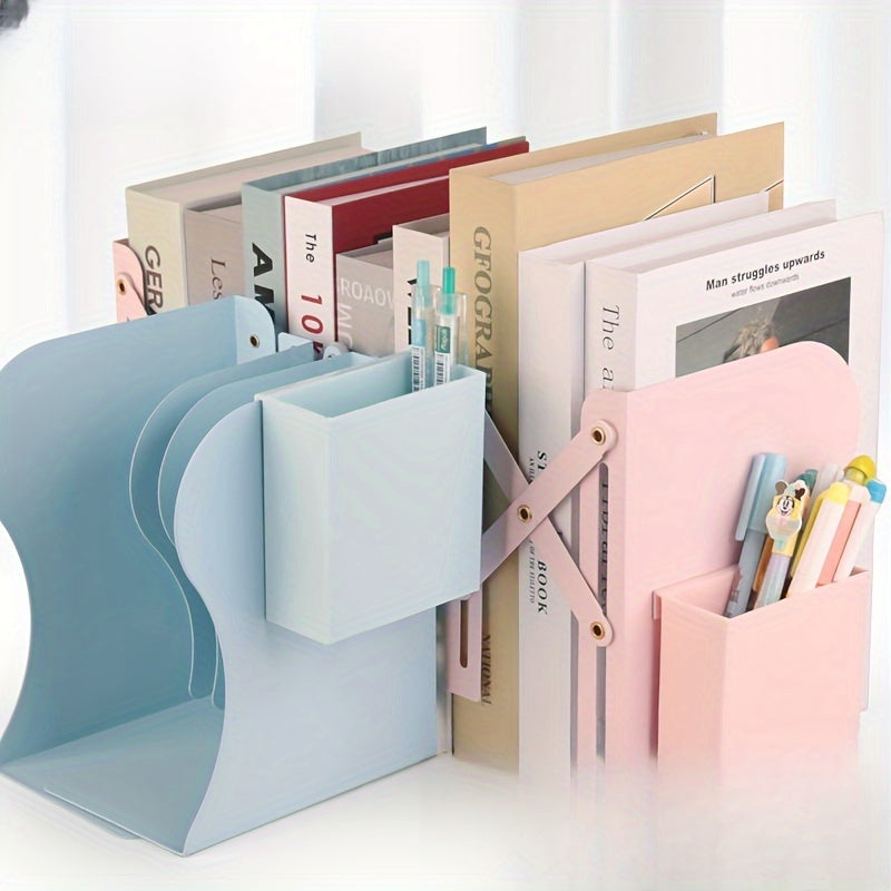 Desktop Retractable Pen Holder Book Stand Storage Rack
