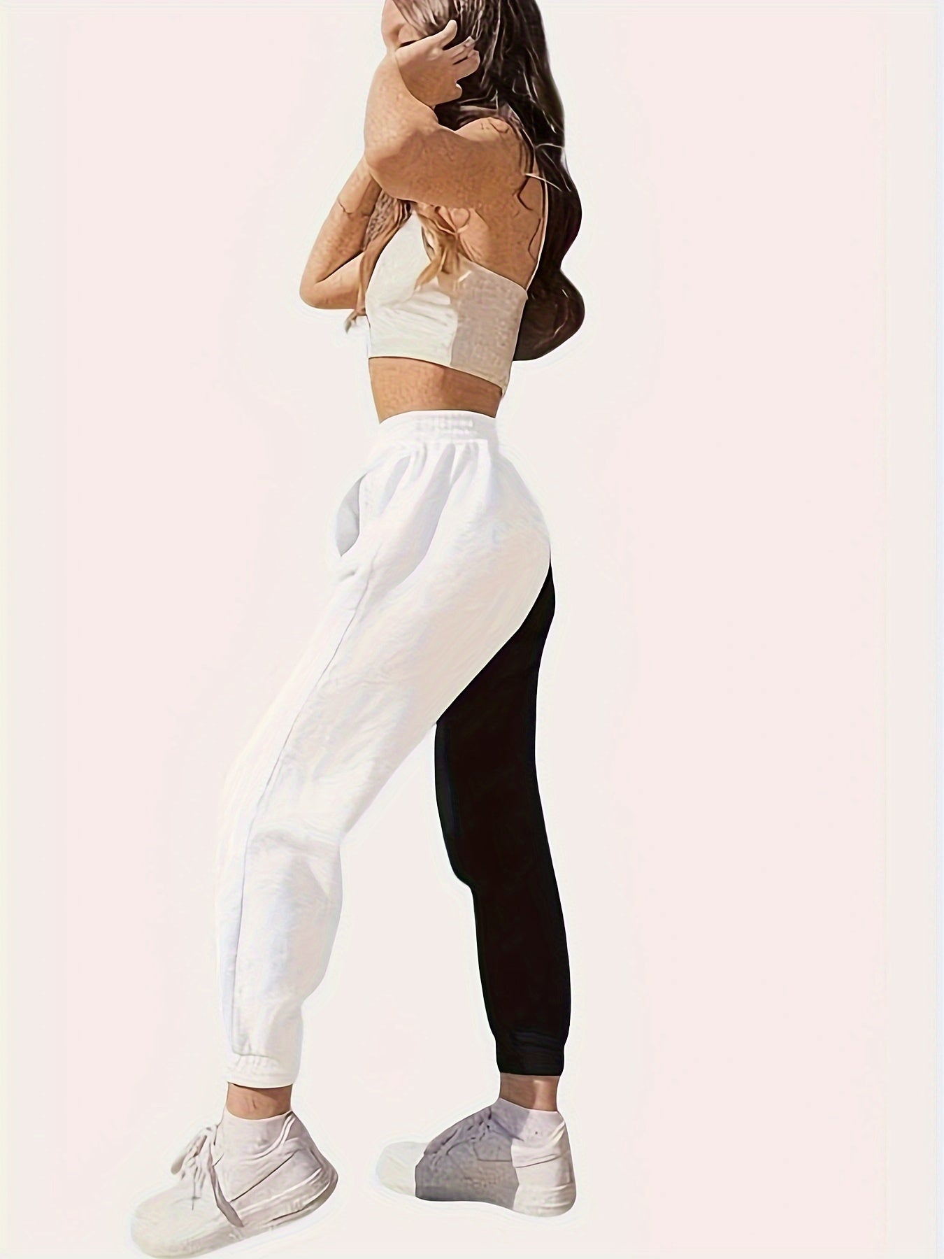  Colorblock High Rise Tapered Leg Trousers