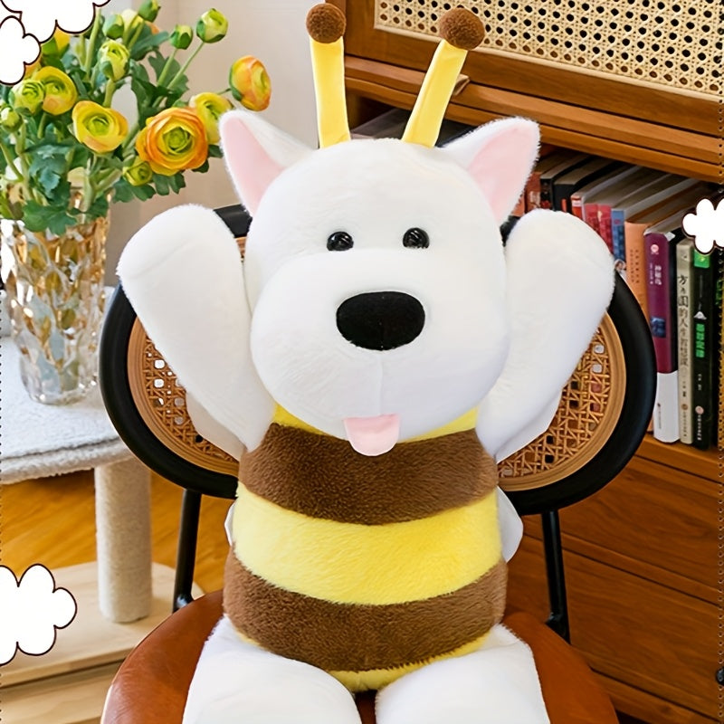 Soft Yellow Plush Puppy Toy with Expressive Eyes - Perfect for Gifts