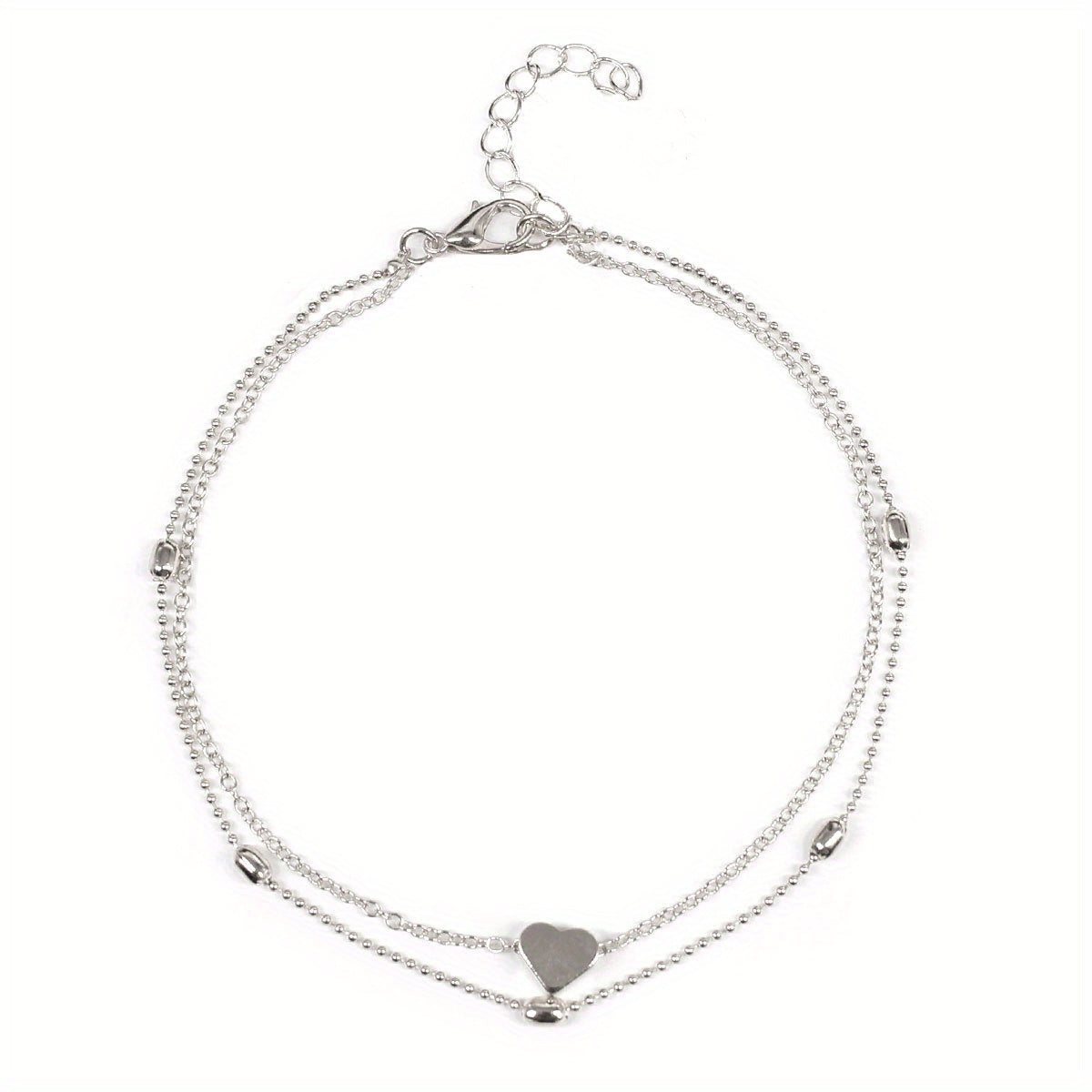 Double Layer Anklet Heart Charm for Men Unisex