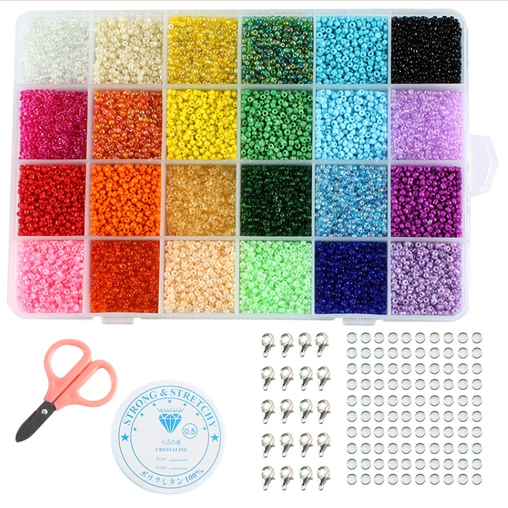 24 Colors 3mm Glass Seed Beads Kit with Storage Box