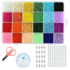 24 Colors 3mm Glass Seed Beads Kit with Storage Box
