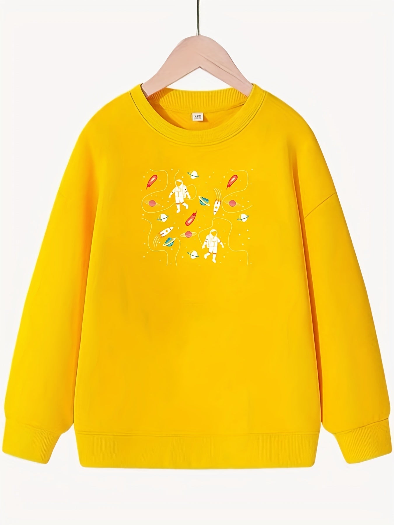 Girls Futuristic Astronauts Sweatshirt Crew Neck Top