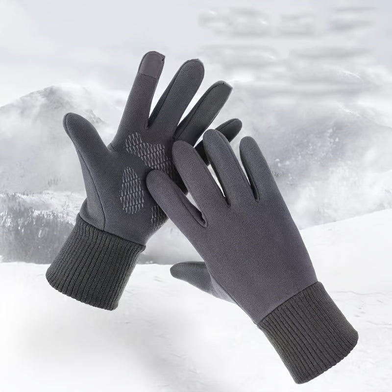 Winter Plus Fleece Waterproof Touch Screen Suede Windproof Gloves