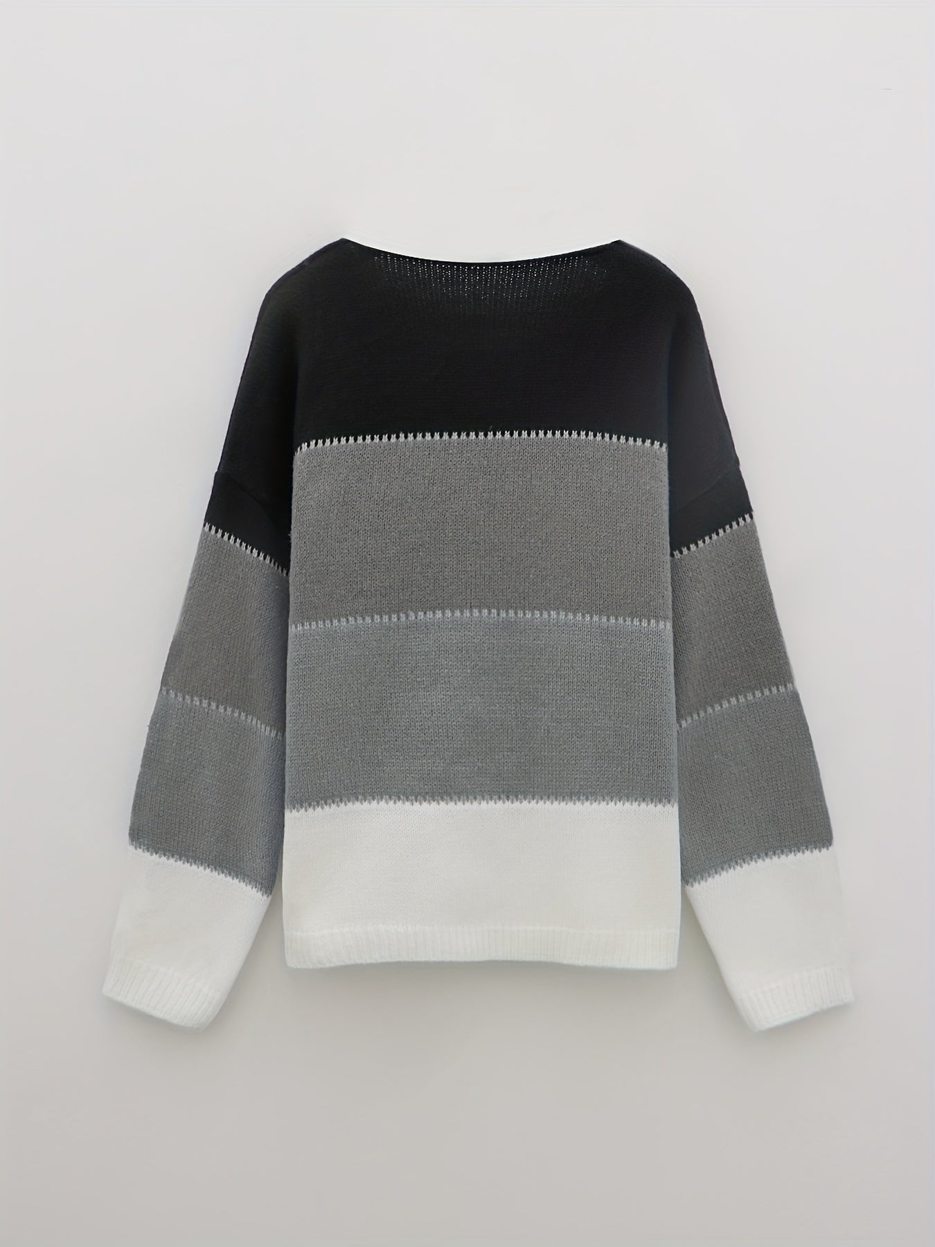  Colorblock Round Neck Stretch Jumper