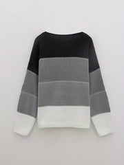  Colorblock Round Neck Stretch Jumper