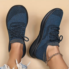 Women's Breathable Woven Sneakers Lightweight Lace Up Shoes