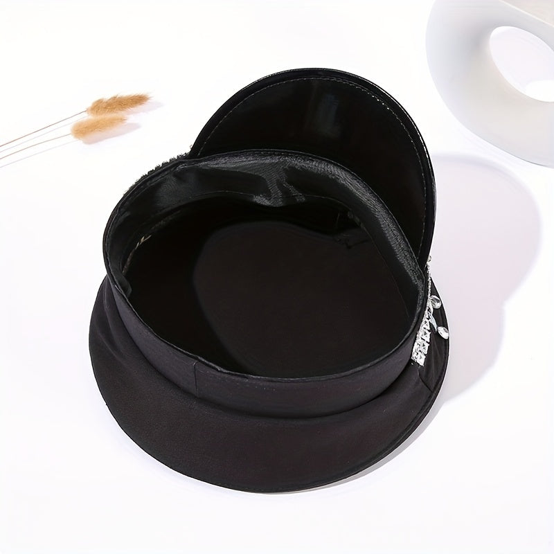 Rhinestone Decor Captain Hat Music Hats Sequin Military Hat Steampunk Headwear