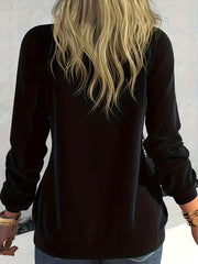  Halloween Sports Top Women's Plus Cat & Pumpkin Print Long Sleeve
