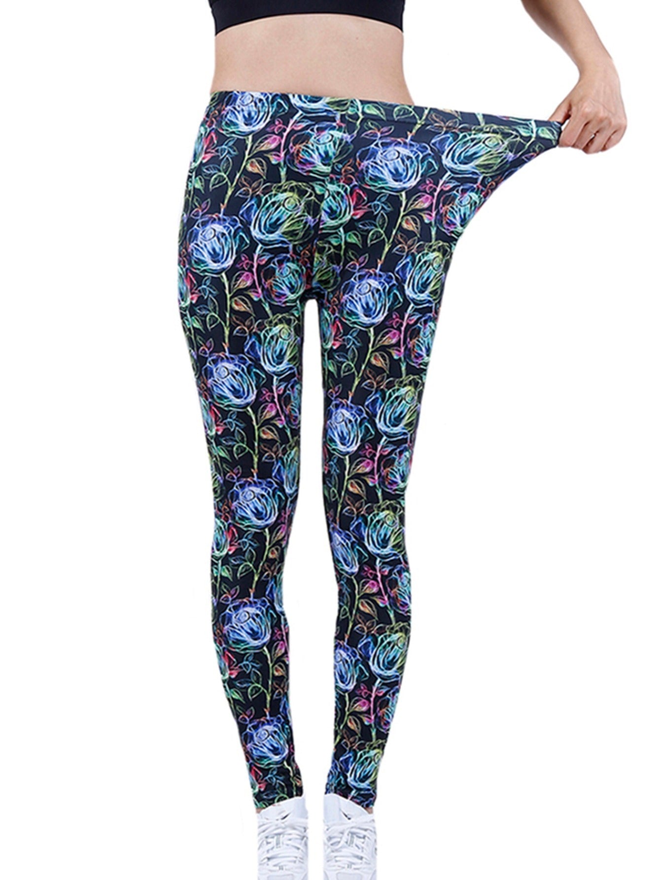 Floral Print Yoga Pants High Waist Leggings