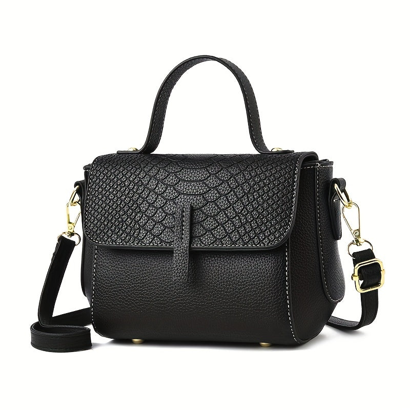 Small Snakeskin Embossed Crossbody Bag Women's Top Handle Purses