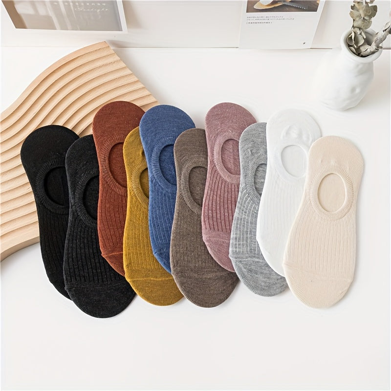 10 Pairs Solid Ankle Socks Soft & Lightweight Women's Stockings