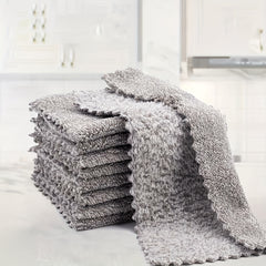 10PCS Bamboo Charcoal Fiber Cleaning Cloths - Highly Absorbent Nonstick Towels
