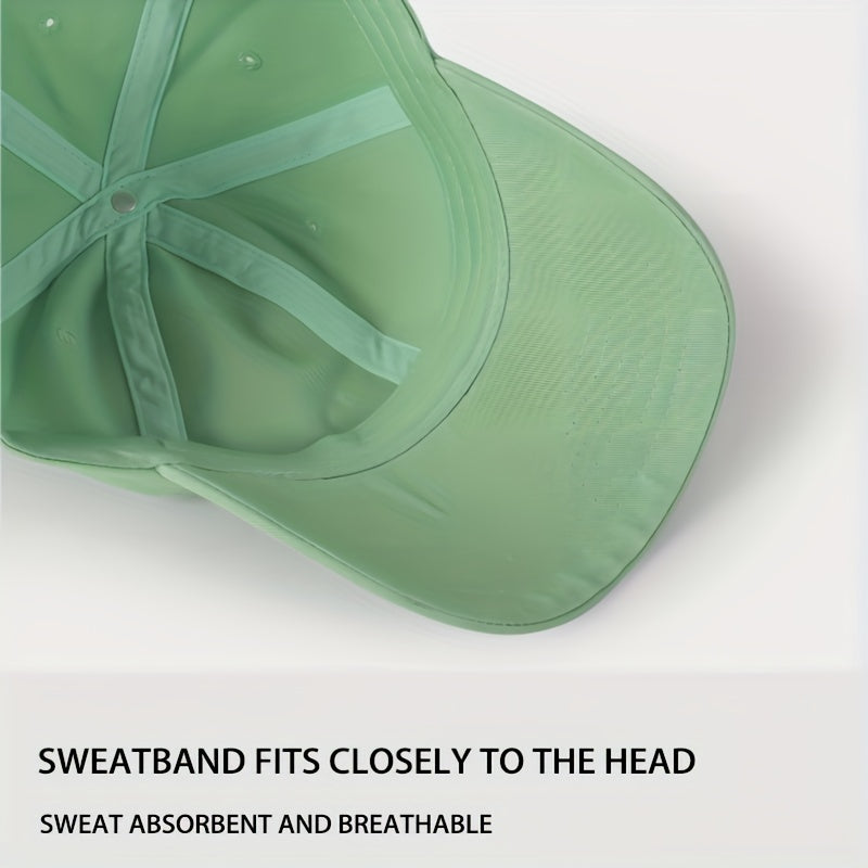 Letter Patch Baseball Cap Mint Green Lightweight Casual Sun Hat