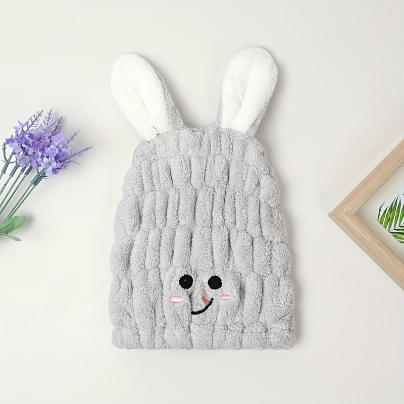 Cartoon Rabbit Hair Drying Cap Coral Velvet Hair Towel