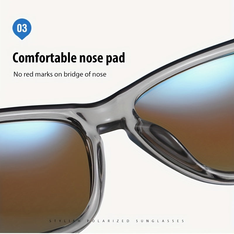Polarized Square Sunglasses For Men UV400 Protection with Case and Cloth