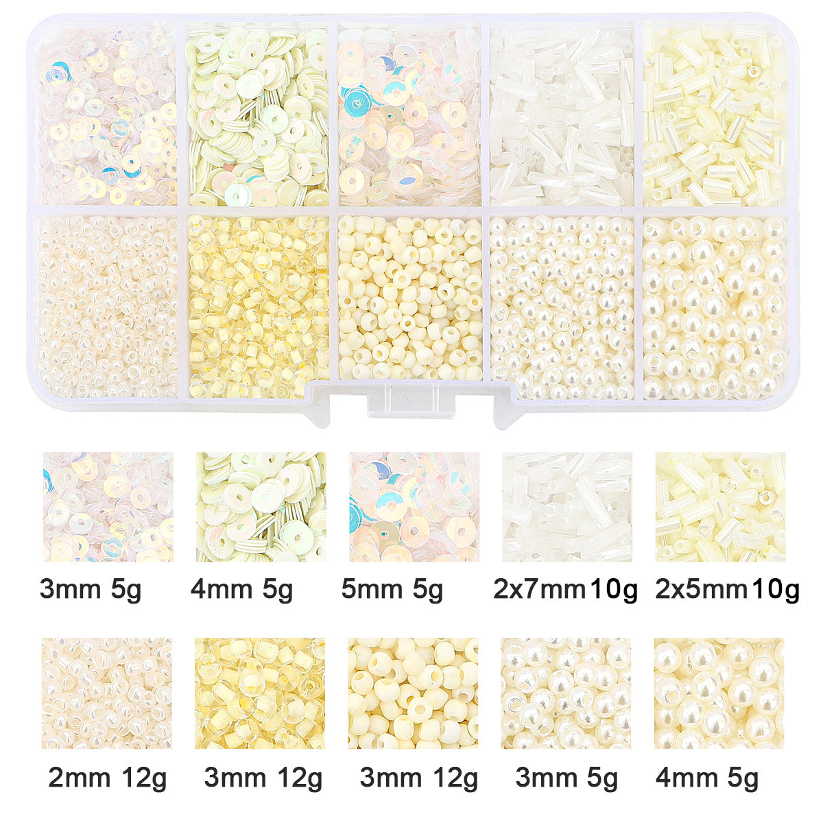 10 Grids Rice Bead Sequins Pearl Material Pack 1 Box