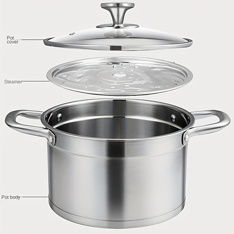 8.66'' Stainless Steel Saucepan 5L With Glass Cover