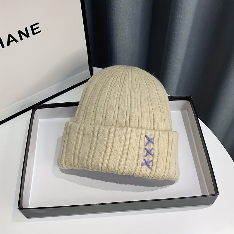 Solid Warm Beanie Thick Knit Hat Unisex Skull Cap