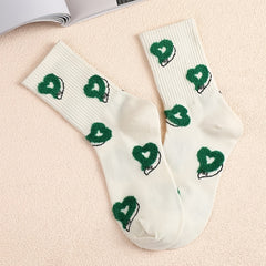 3 Pairs Heart Print Socks Comfy & Breathable All match Socks Women's Stockings