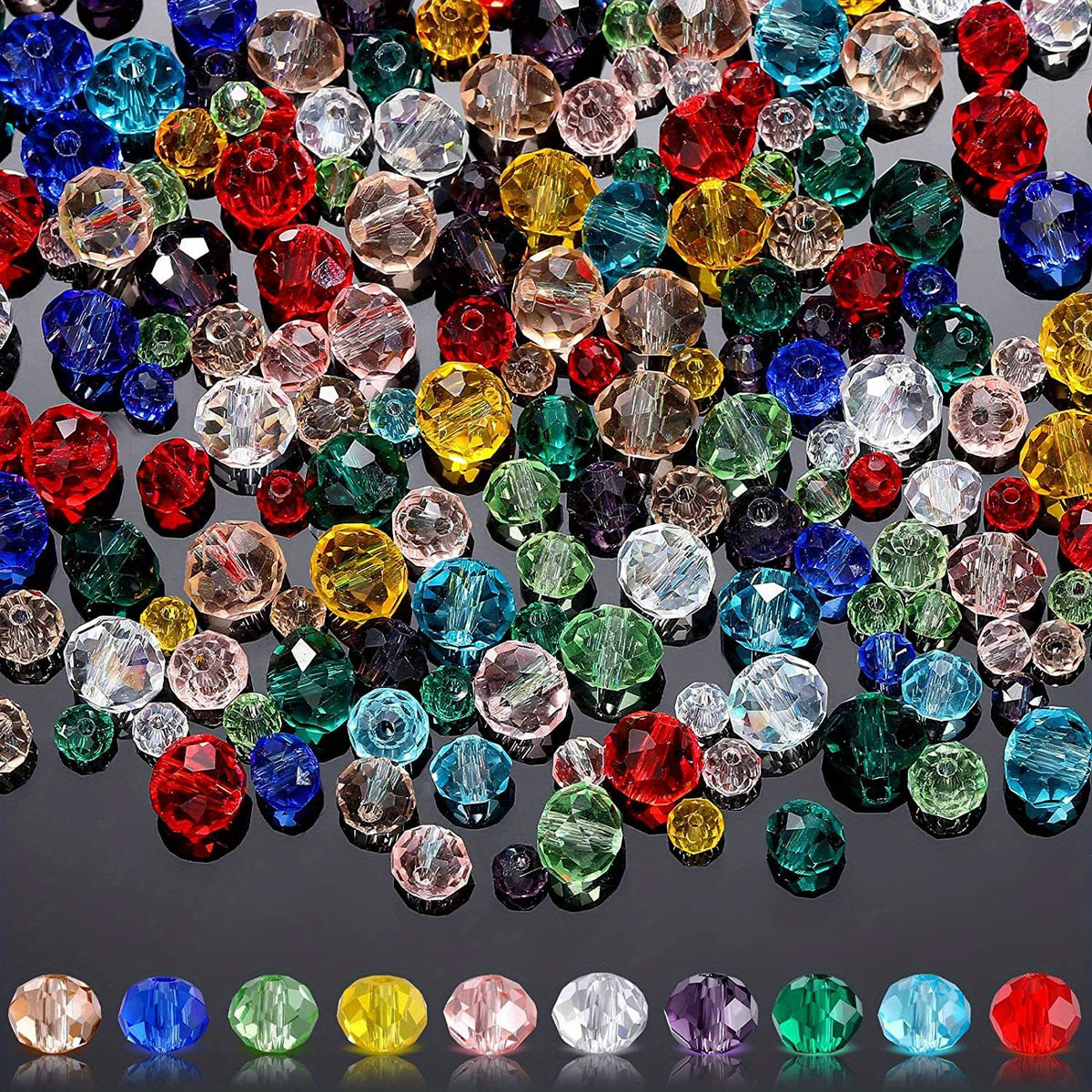 Assorted Round Glass Crystal Beads for DIY Bracelet