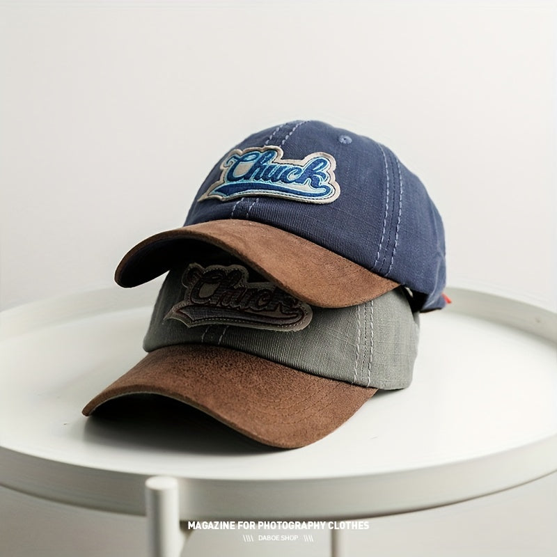 Vintage Frayed Brim Cap Curved Brim Pleated Peaked Cap Sun Protection