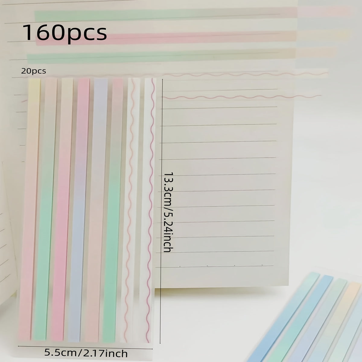 160pcs Transparent Highlighter Tape Sticky Tabs For Annotating Books