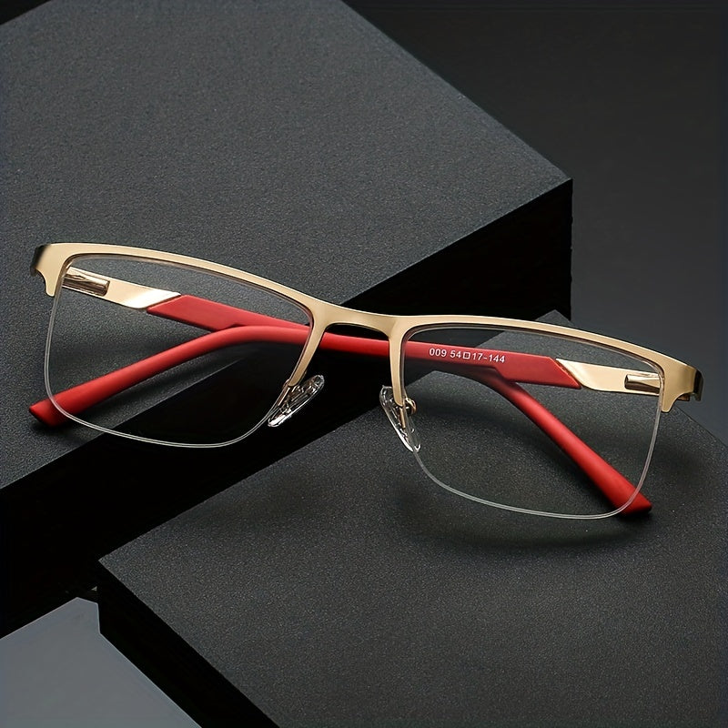 Anti Light Anti UV Semi Rimless Stainless Steel Business Glasses Reader Glasses