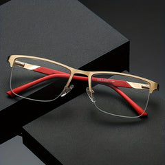 Anti Light Anti UV Semi Rimless Stainless Steel Business Glasses Reader Glasses