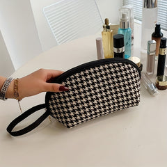 Houndstooth Pattern Makeup Pouch Zipper Cosmetic Bag