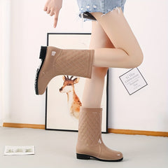 Women's Solid Rain Boots Medium Top Casual Outdoor Shoes
