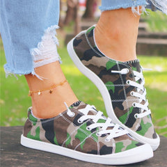 Women's Camo Canvas Shoes Lace Up Lightweight Casual Low Top Shoes