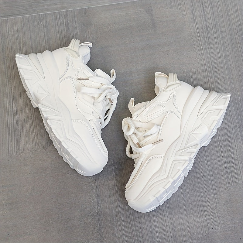Women's Lace up Front Platform Chunky Sneakers Height Increased