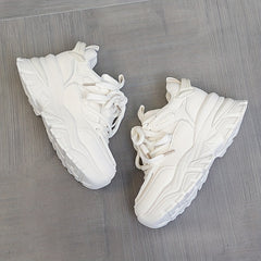 Women's Lace up Front Platform Chunky Sneakers Height Increased