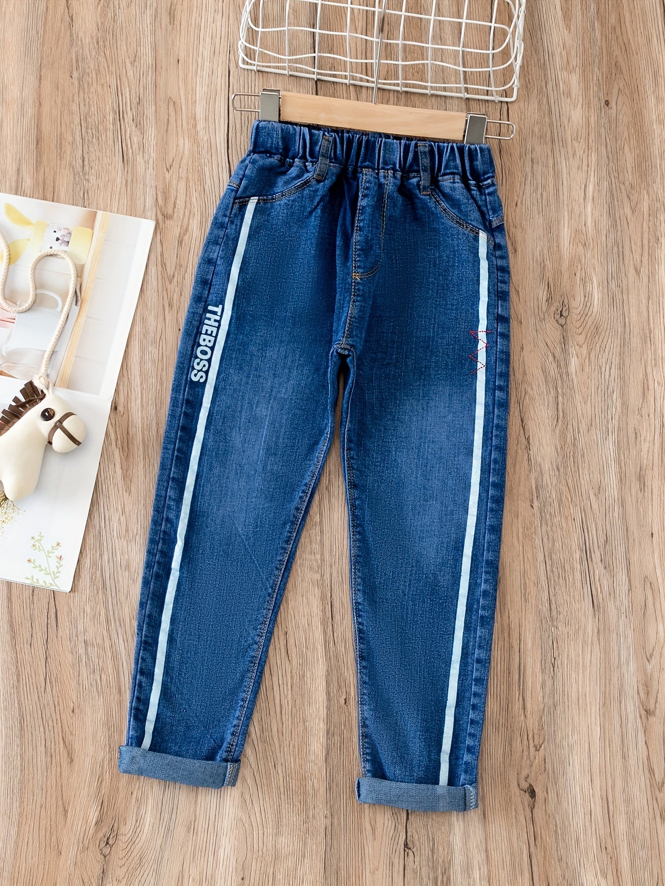 Boys Striped Lined Denim Trousers